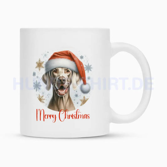 Tasse "Weimaraner - Merry Christmas" Weiß – hunde-shirt.de