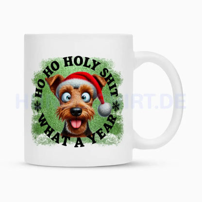 Tasse "Welsh Terrier - HO HO..." Weiß – hunde-shirt.de