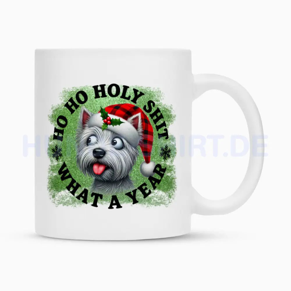 Tasse "Westie - HO HO..." Weiß – hunde-shirt.de