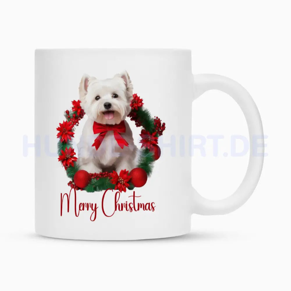 Tasse "Westie - Merry Christmas" Weiß – hunde-shirt.de