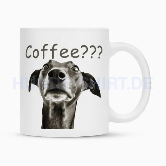 Tasse "Whippet - Coffee???" Weiß – hunde-shirt.de