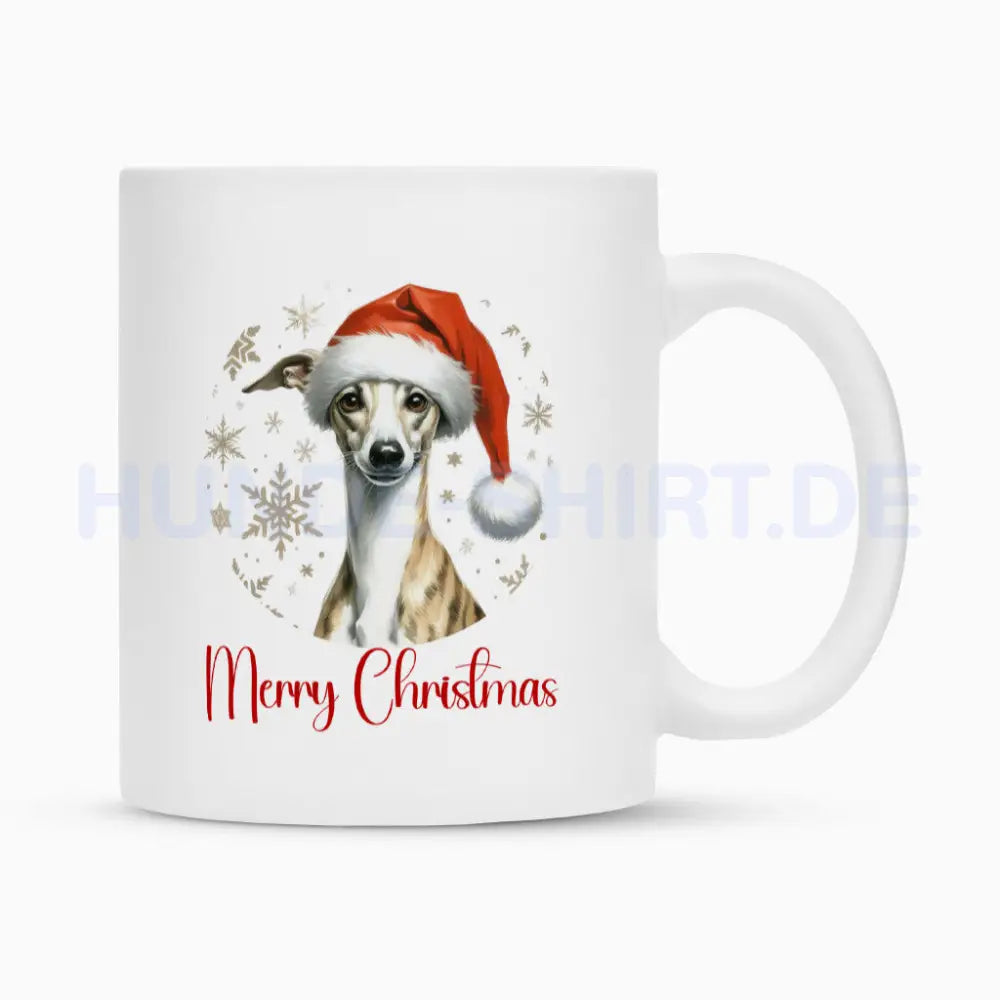 Tasse "Whippet - Merry Christmas" Weiß – hunde-shirt.de