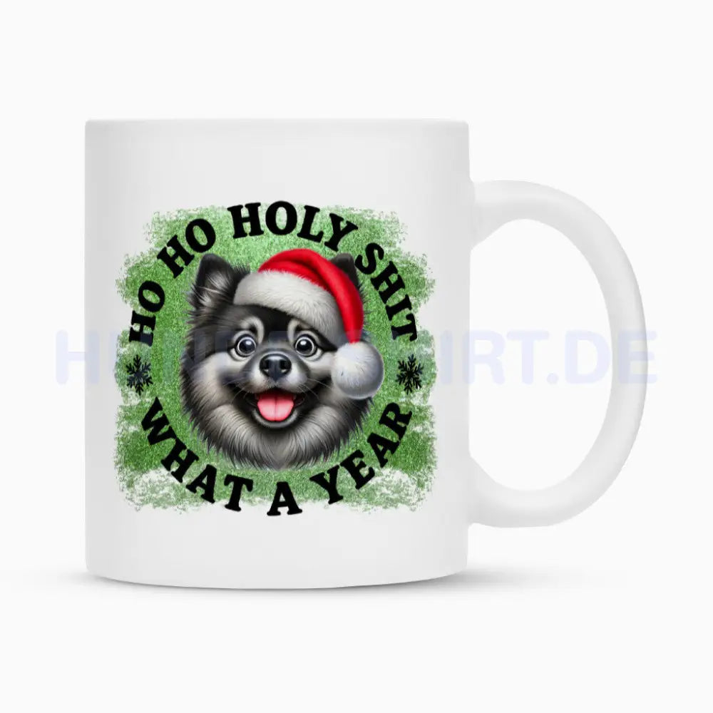 Tasse "Wolfsspitz - HO HO..." Weiß – hunde-shirt.de