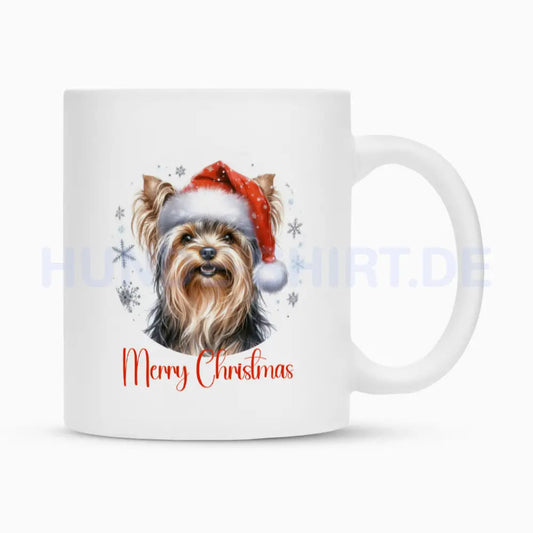 Tasse "Yorkie - Merry Christmas" Weiß – hunde-shirt.de