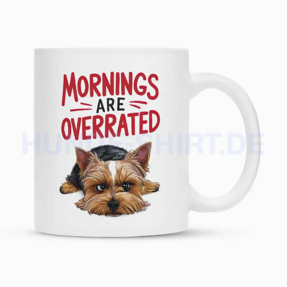 Tasse "Yorkshire Terrier - Mornings..." Weiß – hunde-shirt.de