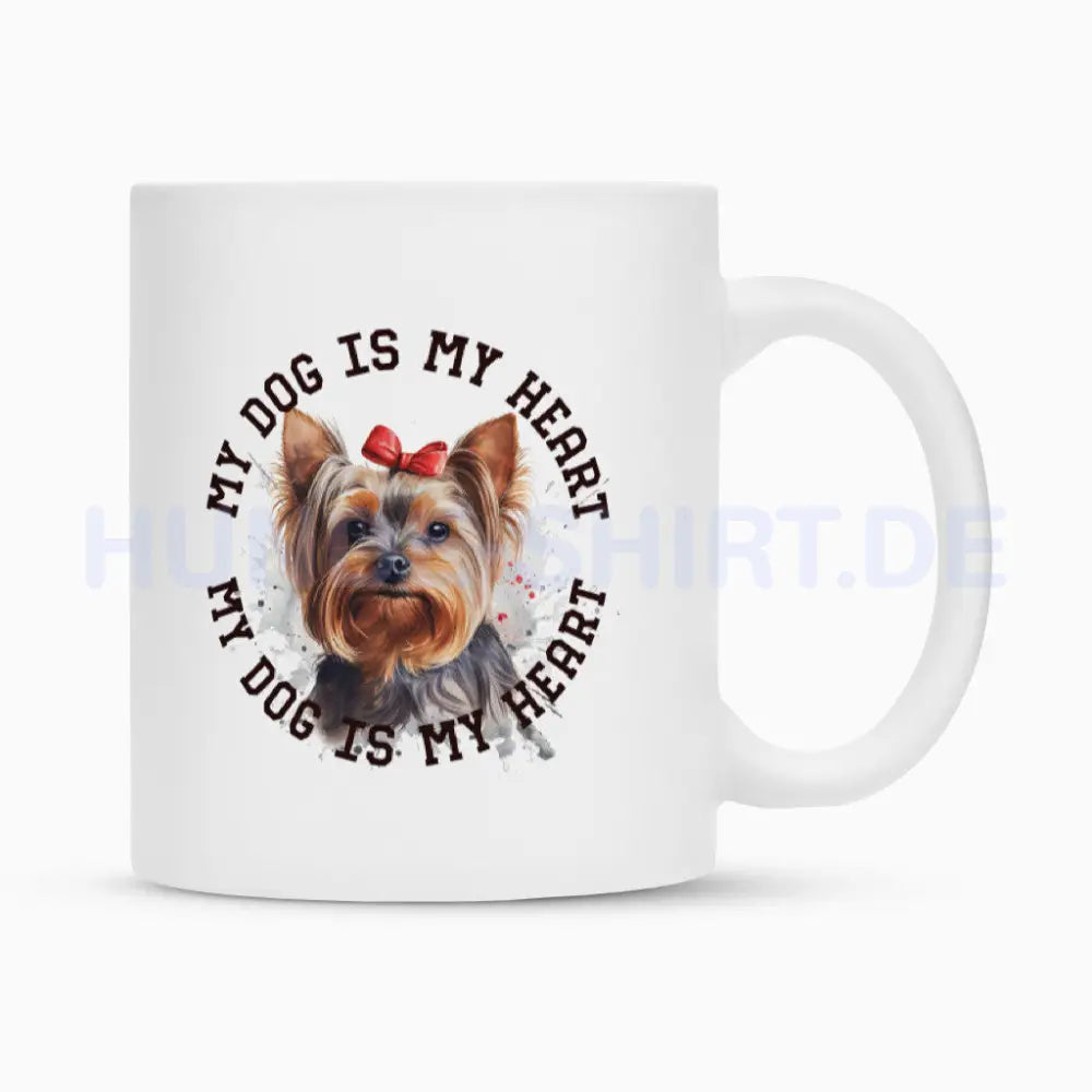 Tasse "Yorkshire Terrier Schleife" Weiß – hunde-shirt.de