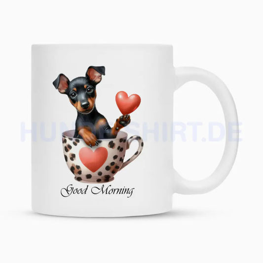 Tasse "Zwergpinscher - Good Morning" Weiß – hunde-shirt.de