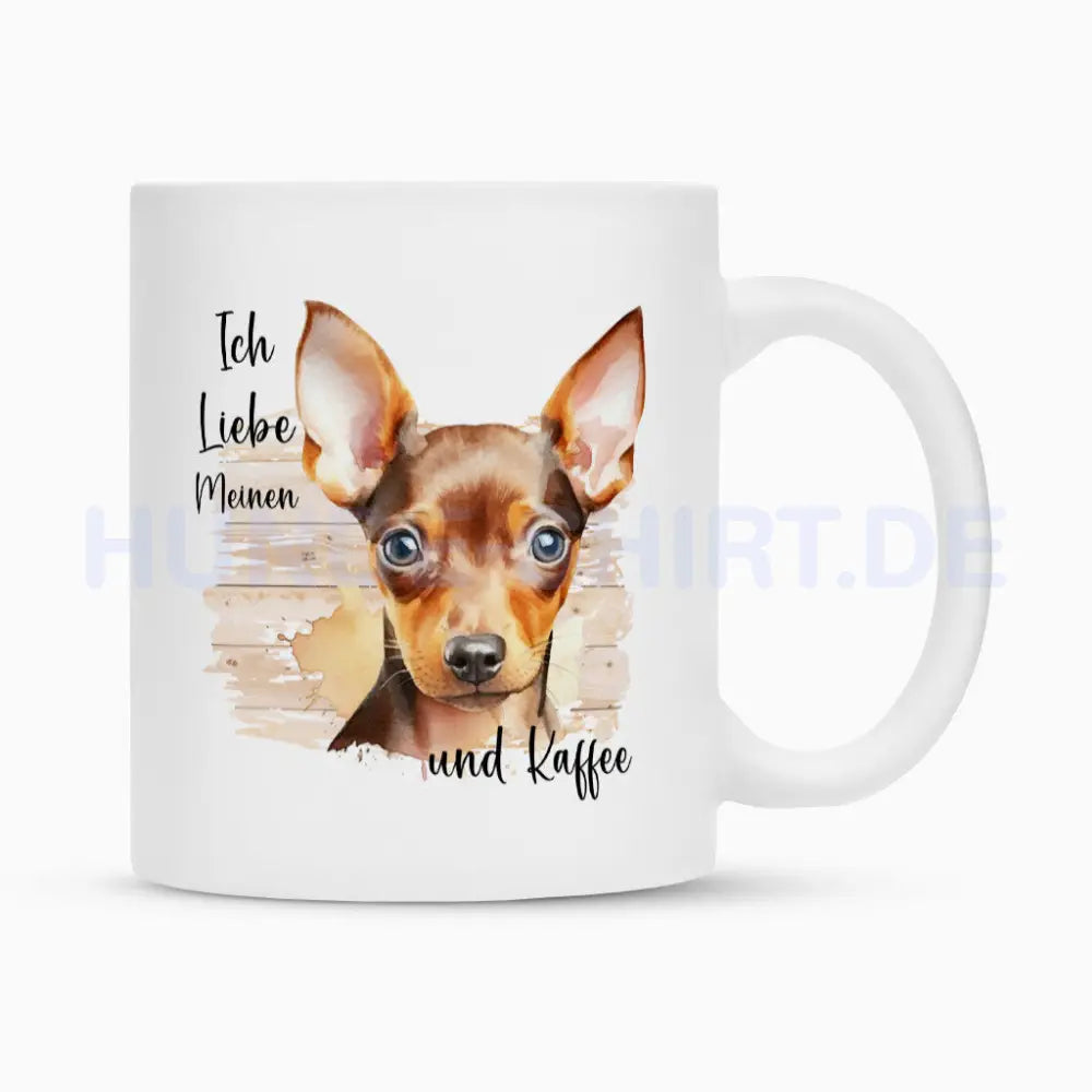 Tasse "Zwergpinscher ( hell ) - Ich liebe..." Weiß – hunde-shirt.de