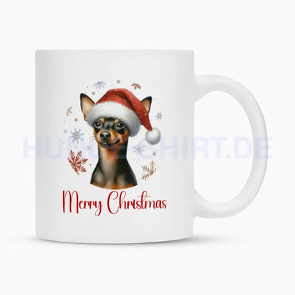 Tasse "Zwergpinscher Merry Christmas" Weiß – hunde-shirt.de