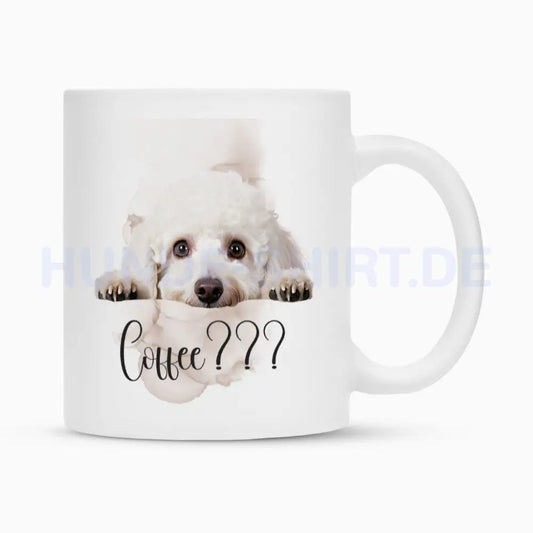 Tasse "Zwergpudel - Coffee???" Weiß – hunde-shirt.de