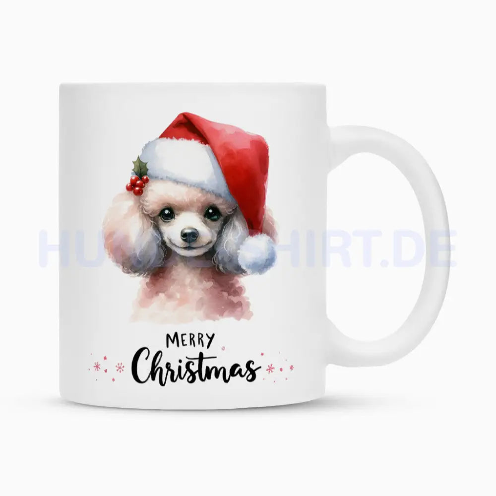 Tasse "Zwergpudel - Merry Christmas" Weiß – hunde-shirt.de