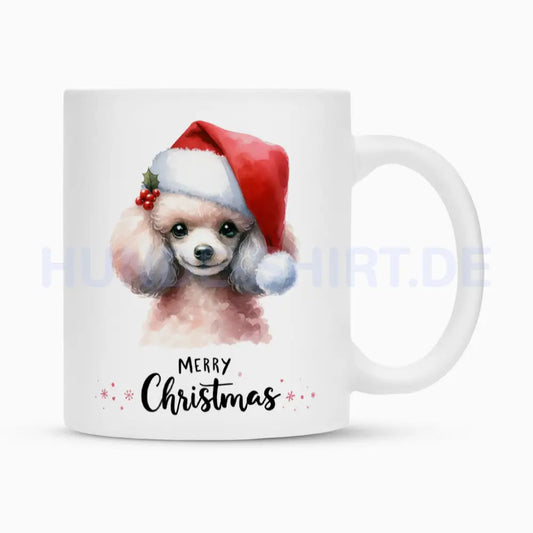 Tasse "Zwergpudel - Merry Christmas" Weiß – hunde-shirt.de