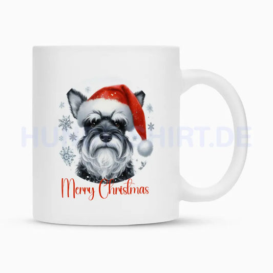 Tasse "Zwergschnauzer - Merry Christmas" Weiß – hunde-shirt.de