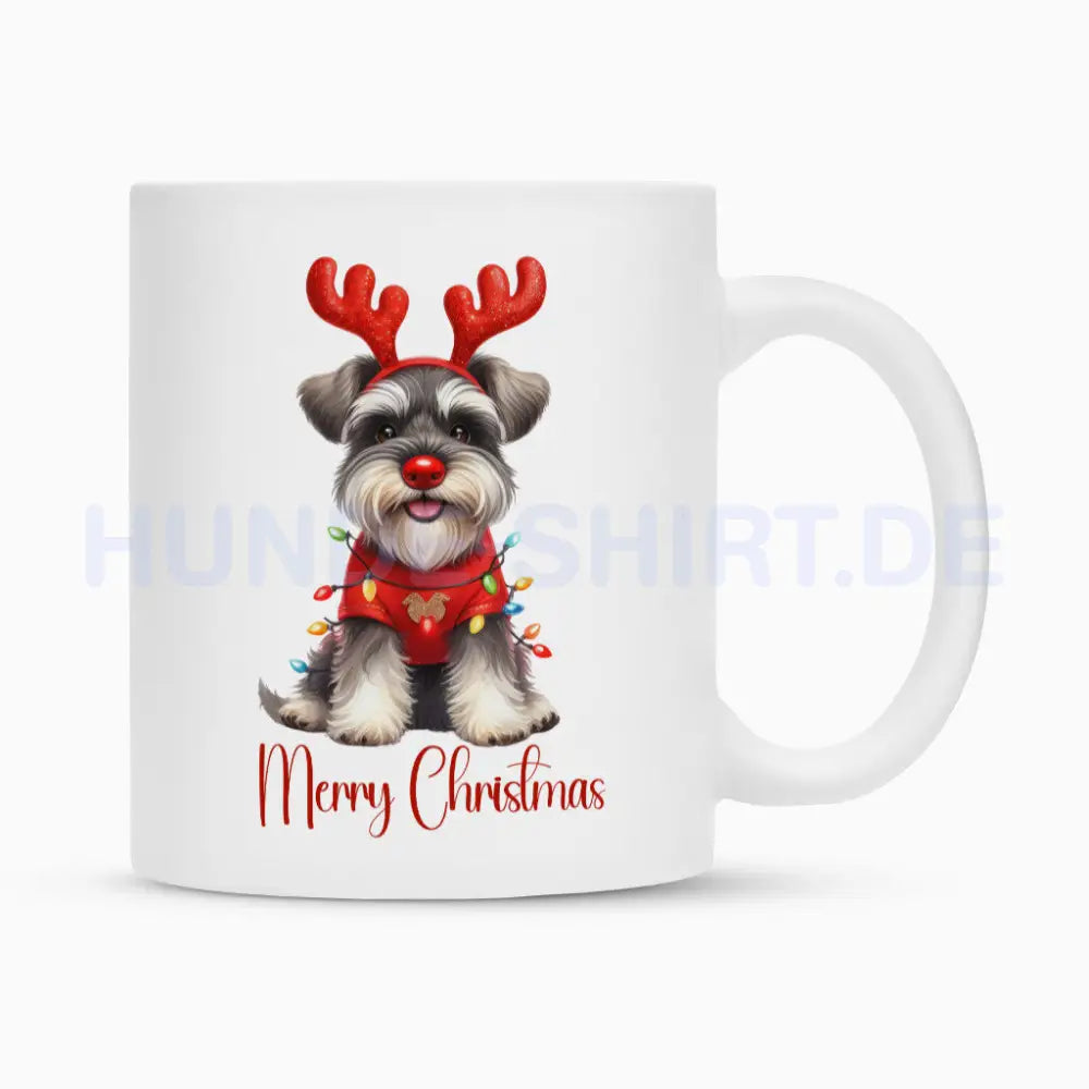 Tasse "Zwergschnauzer - Merry Christmas" Weiß – hunde-shirt.de